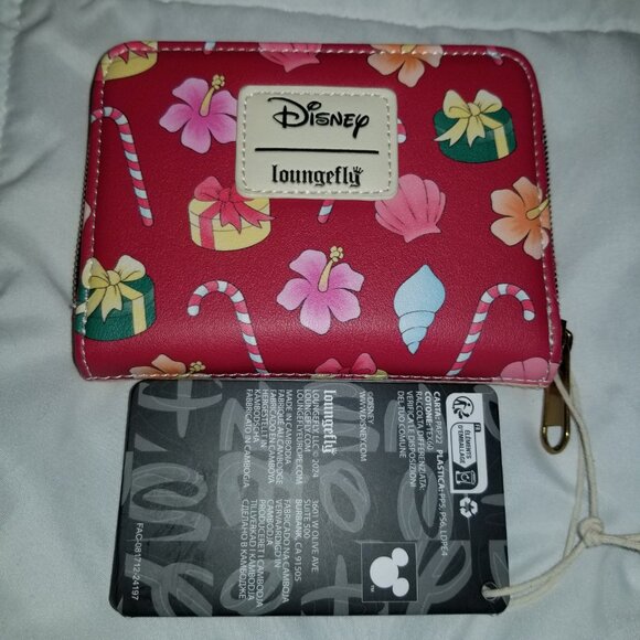 Loungefly Disney Wallet Stitch & Angel Holiday Tree Mini Zipper Scrump Christmas - Picture 3 of 8